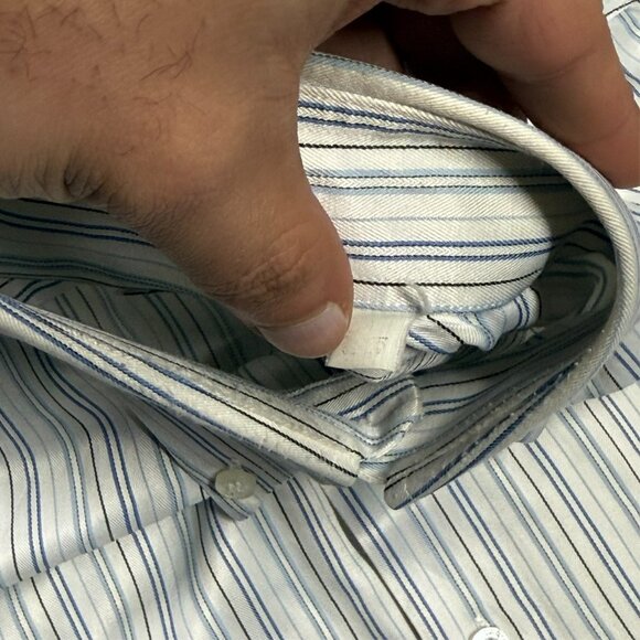 Lacoste Dress Shirt Made in France Striped Cotton Button Down 15 1/2 Medium - Picture 7 of 9